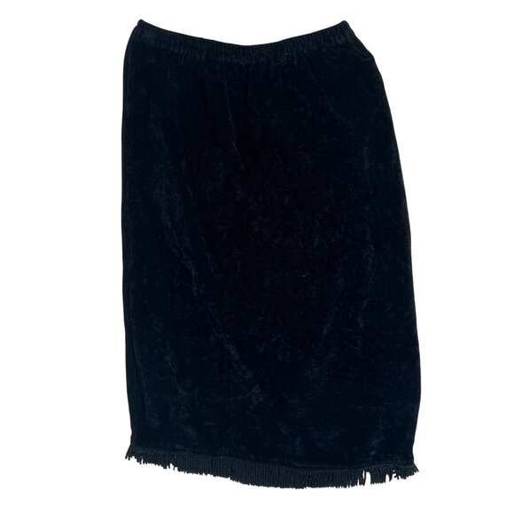 Vintage 90s Black Velvet Whimsygoth Fairy Grunge Low Rise Boho Maxi Skirt / L - Picture 6 of 7